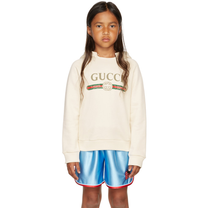 Gucci Kids Off-White Cotton Logo Hoodie