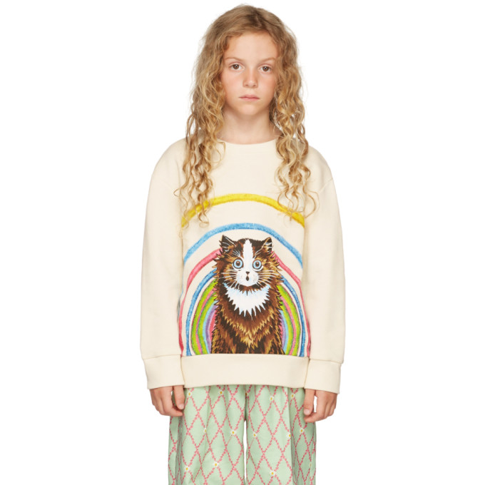 Gucci Kids Off-White Cat Print Sweatshirt