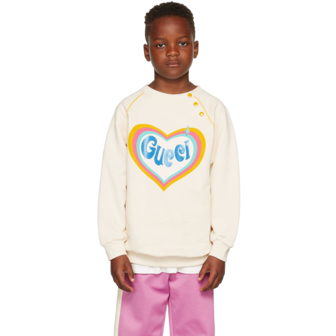 Gucci Kids Off-White Heart Print Sweatshirt