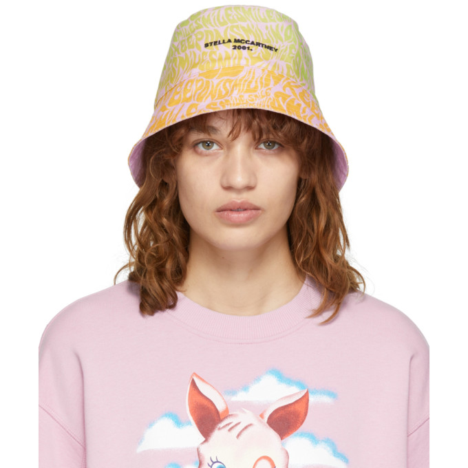 Stella McCartney Reversible Pink & Multicolor Cotton Bucket Hat