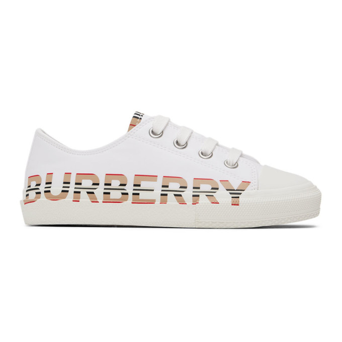 Burberry Kids White Icon Stripe Logo Sneakers