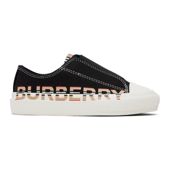 Burberry Kids Black Icon Stripe Logo Slip-on Sneakers