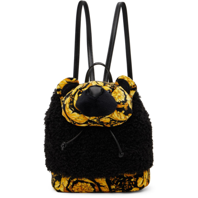 Versace Kids Black & Yellow Barocco Teddy Backpack