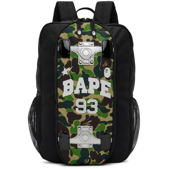 BAPE Kids Black ABC Camo Skateboard Backpack