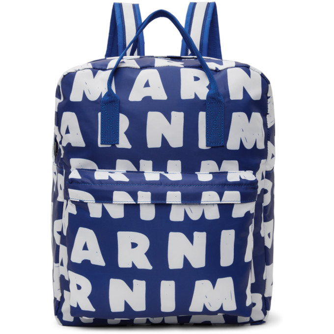 Marni Kids Blue Logo Backpack