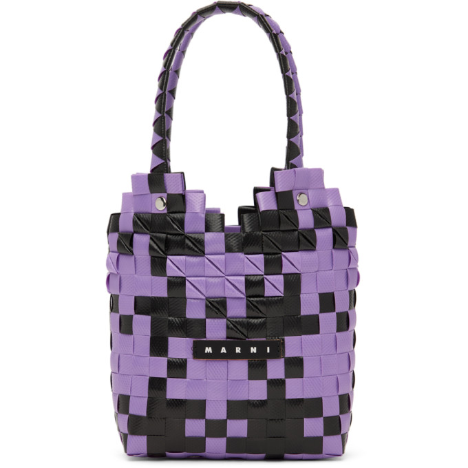 Marni Kids Purple & Black Diamond Basket Tote