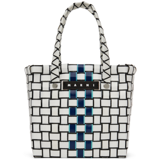 Marni SSENSE Exclusive Kids Black & White Micro Basket Tote