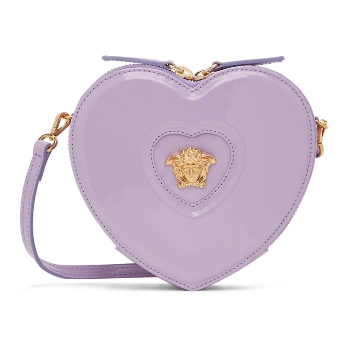Versace Kids Purple Heart Medusa Shoulder Bag