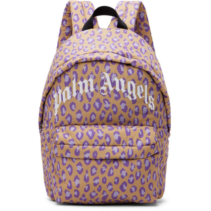 Palm Angels Kids Beige & Purple Leopard Backpack