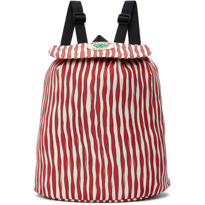 Jellymallow Kids Red & Off-White Wave Backpack