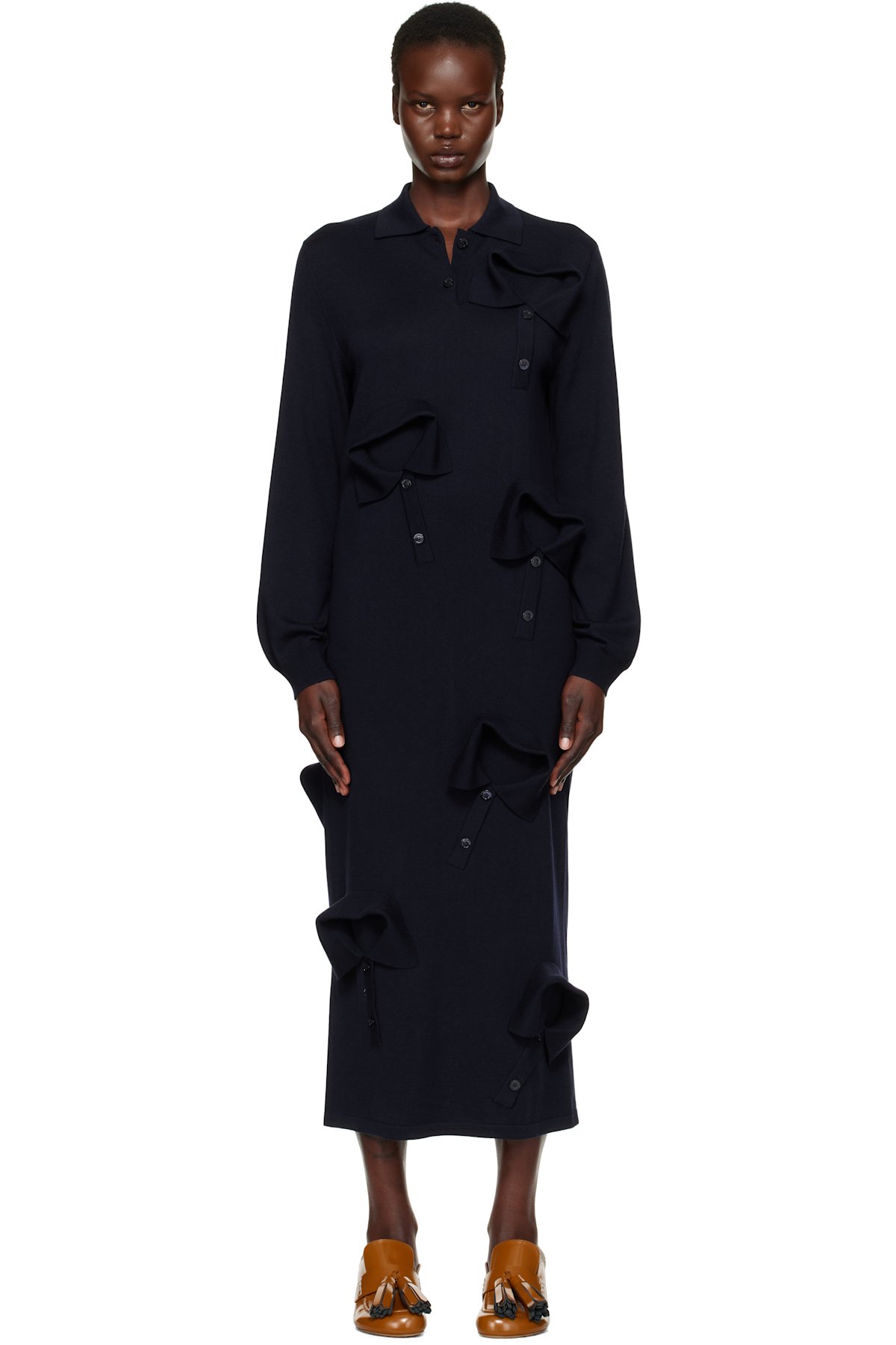 Navy Multi Collar Maxi Dress