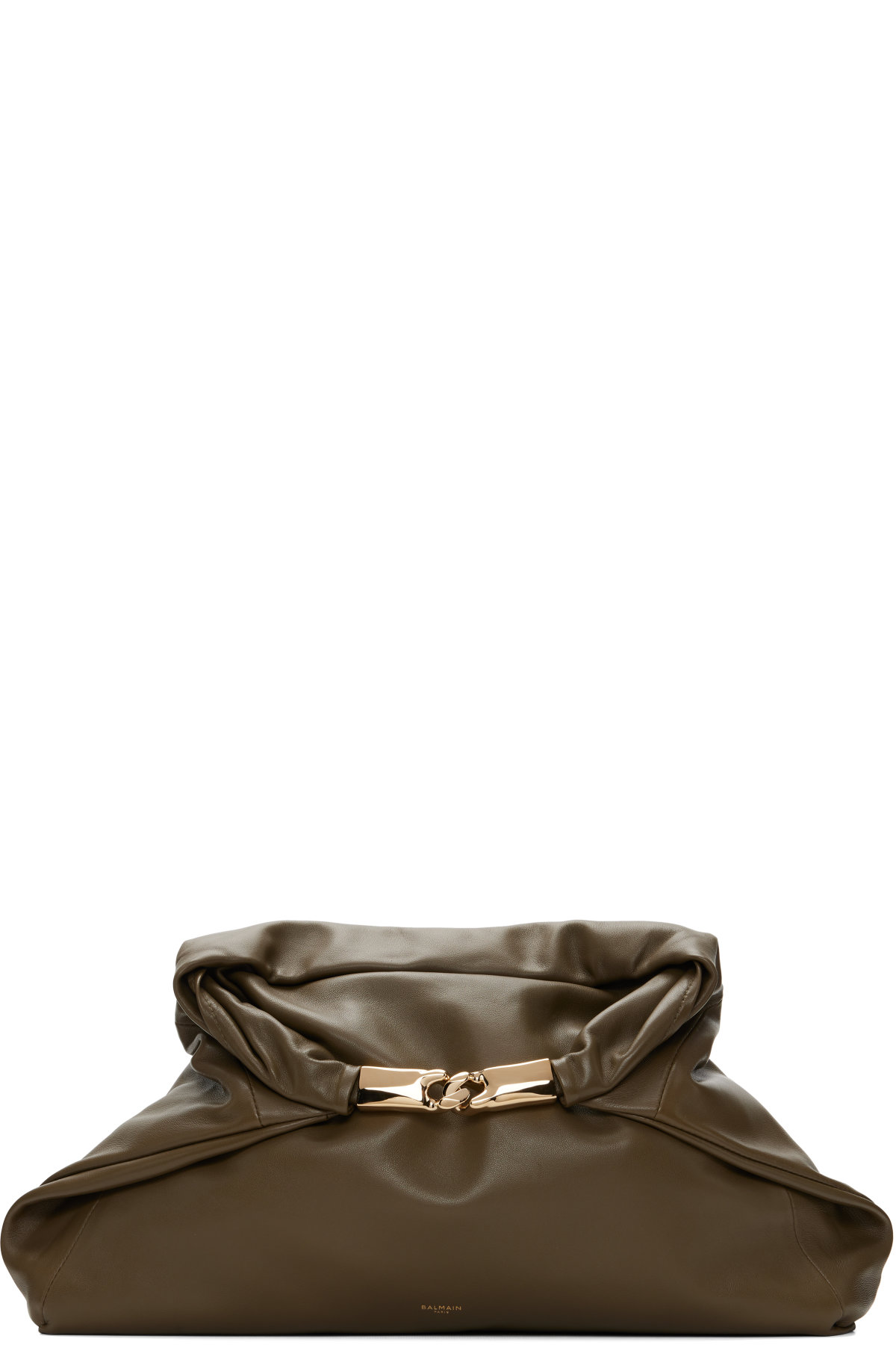 Khaki 'Dinner At 8' Medium Smooth Leather Clutch