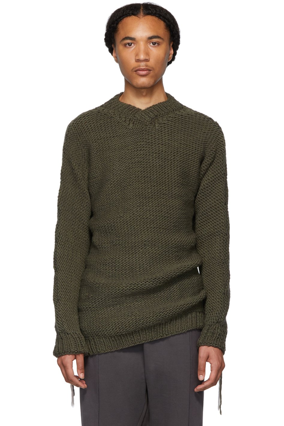 Boris Bidjan Saberi - Pull en laine à col en V gris