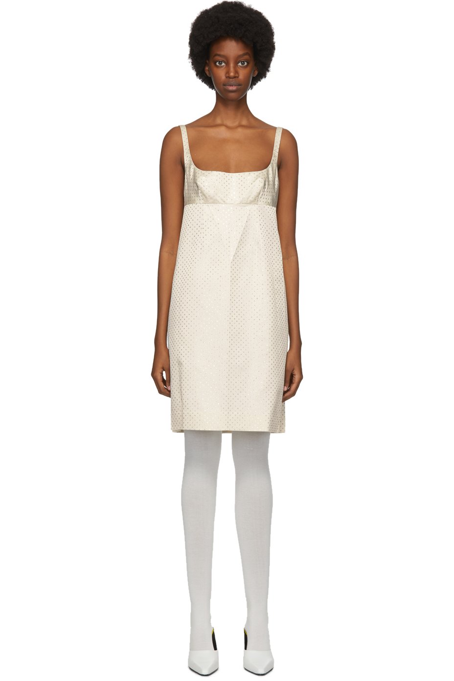 Marc Jacobs - Robe midi blanc cassé à pois scintillants