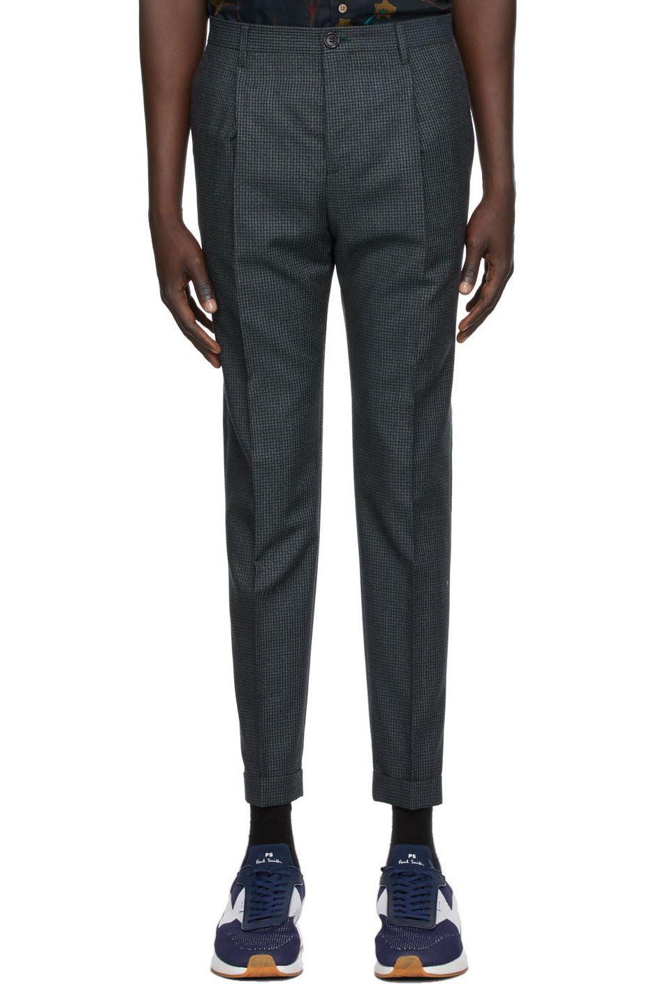 PS by Paul Smith - Pantalon à carreaux bleu marine
