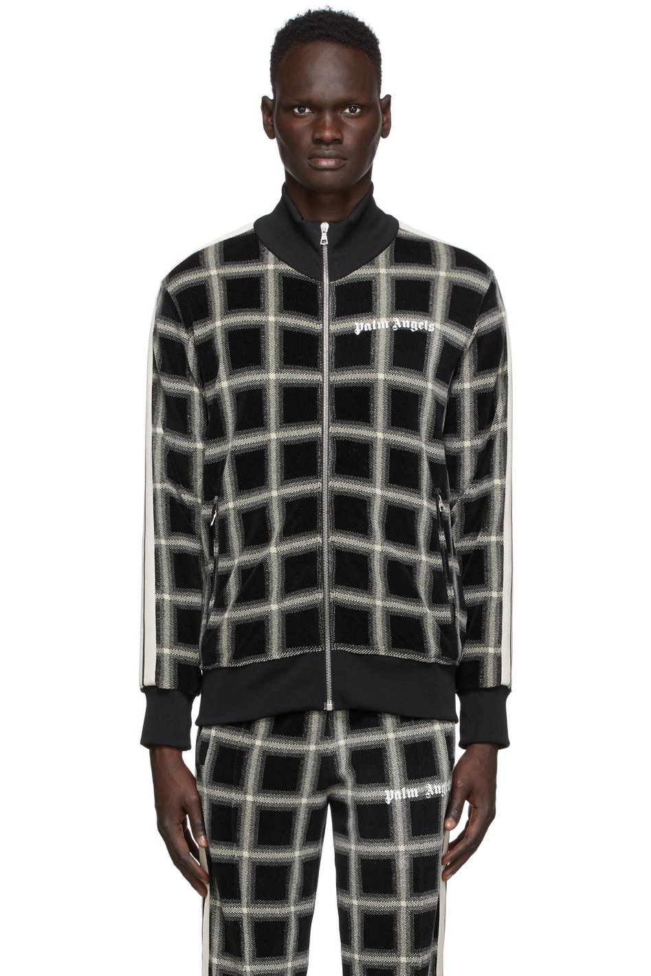 Palm Angels - Black & Beige Houndstooth Track Jacket
