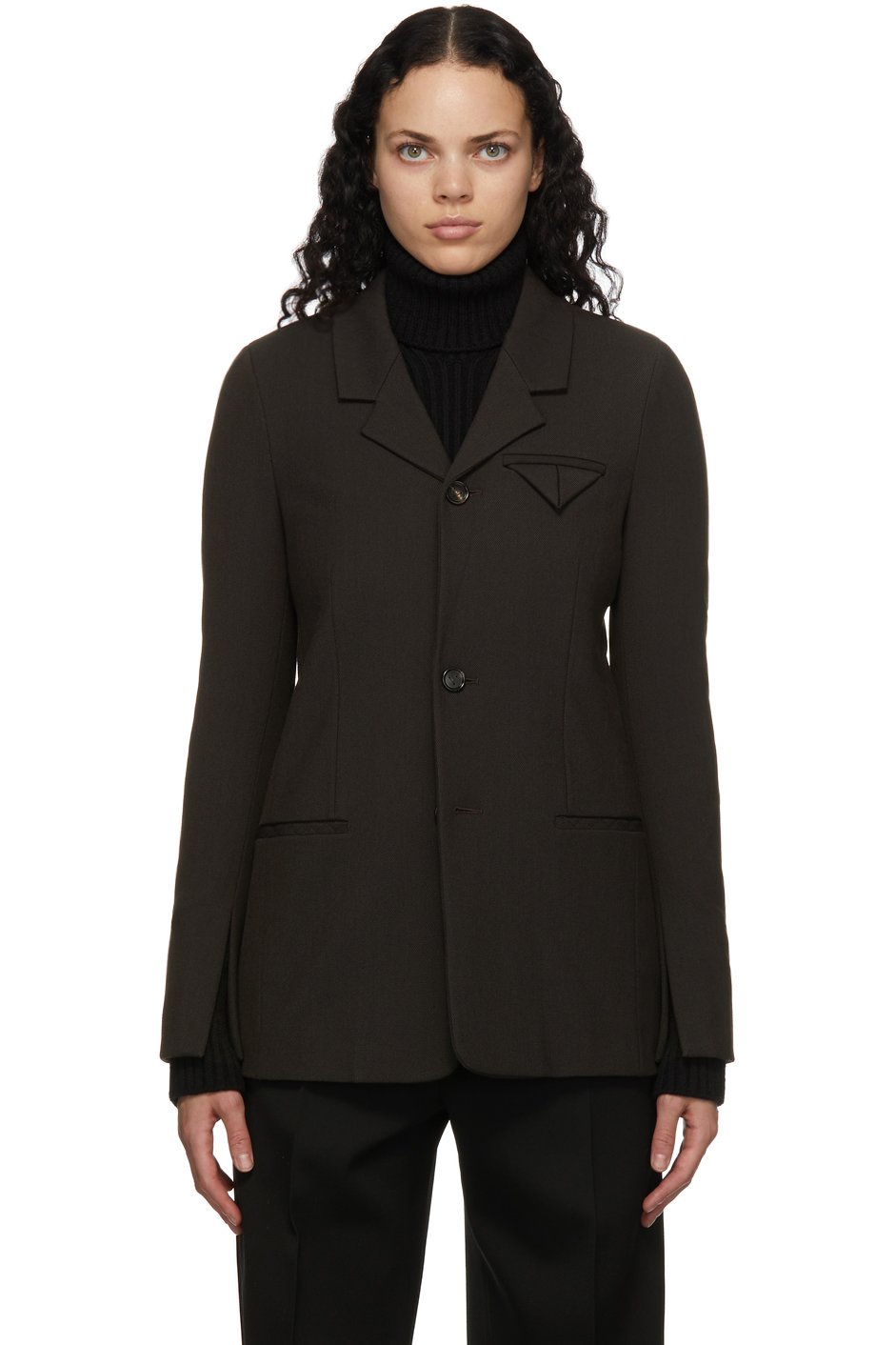 Bottega Veneta - Blazer en sergé de laine brun
