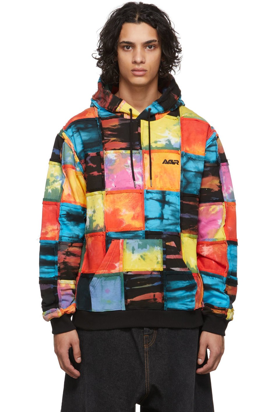 AGR - Pull à capuche multicolore à patchwork