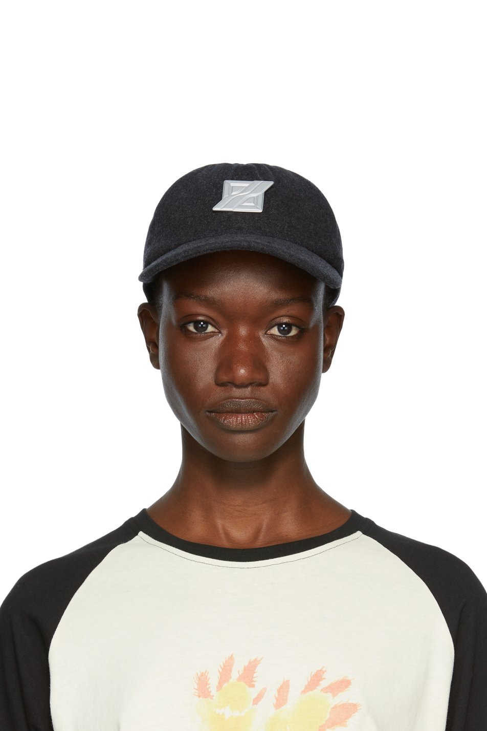 We11done - Casquette rembourrée grise en flanelle de coton