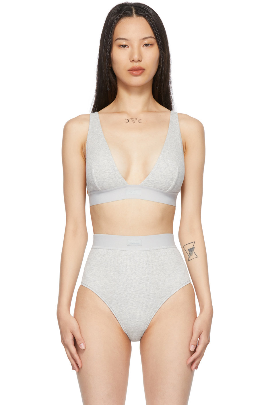 SKIMS - Grey Cotton 2.0 Plunge Bra