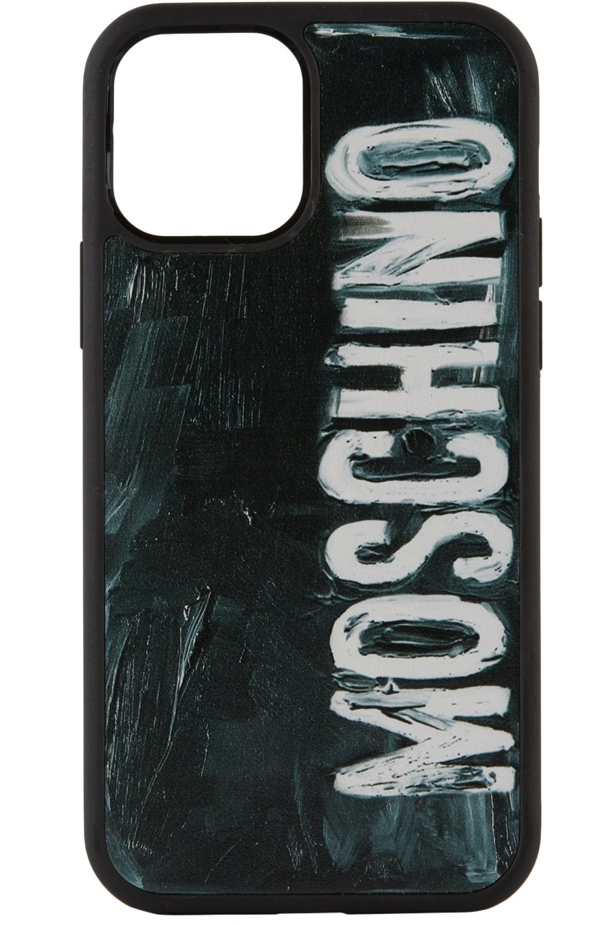 Moschino - Black Painted Logo iPhone 12/12 Pro Case