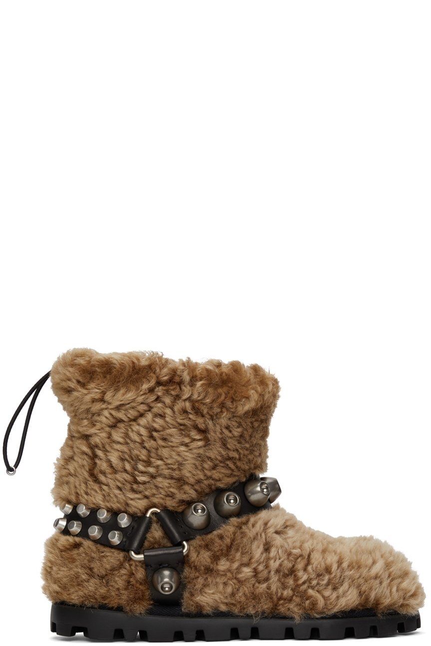Miu Miu - Bottes d'hiver Montone brunes en sherpa