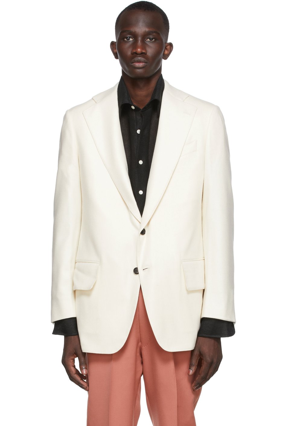 Factor's - SSENSE Exclusive Off-White Wool & Cashmere Single Breasted Blazer
