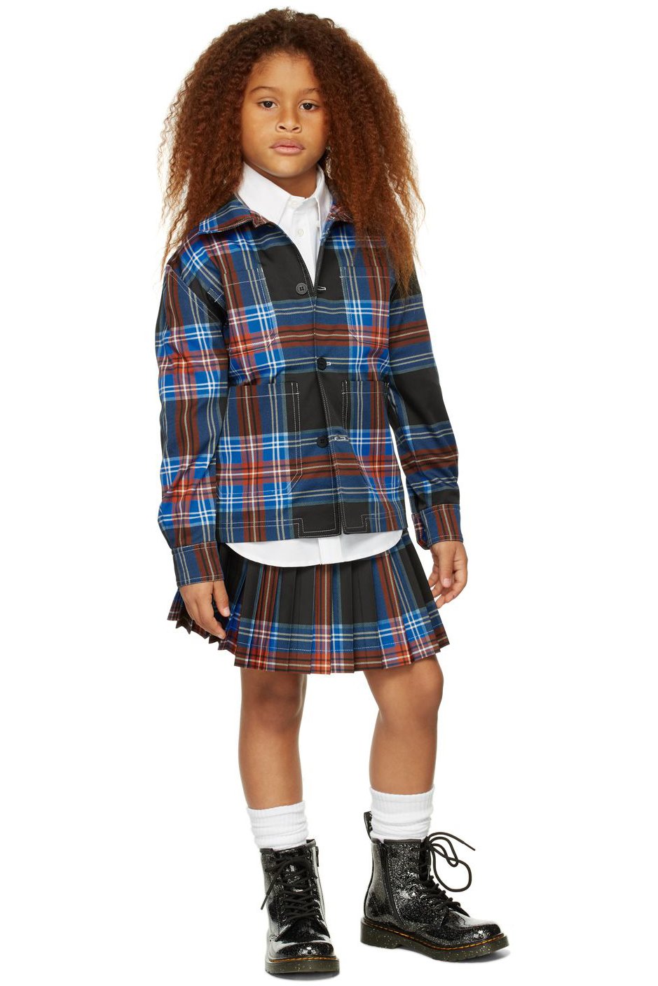 Charles Jeffrey LOVERBOY - SSENSE Exclusive Kids Black Tartan Jacket