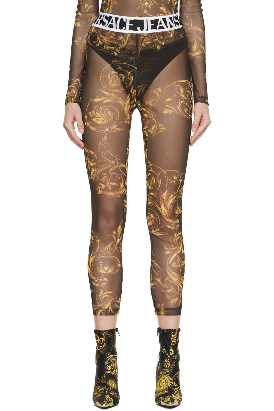 Versace Jeans Couture - Black Printed Footless Tights