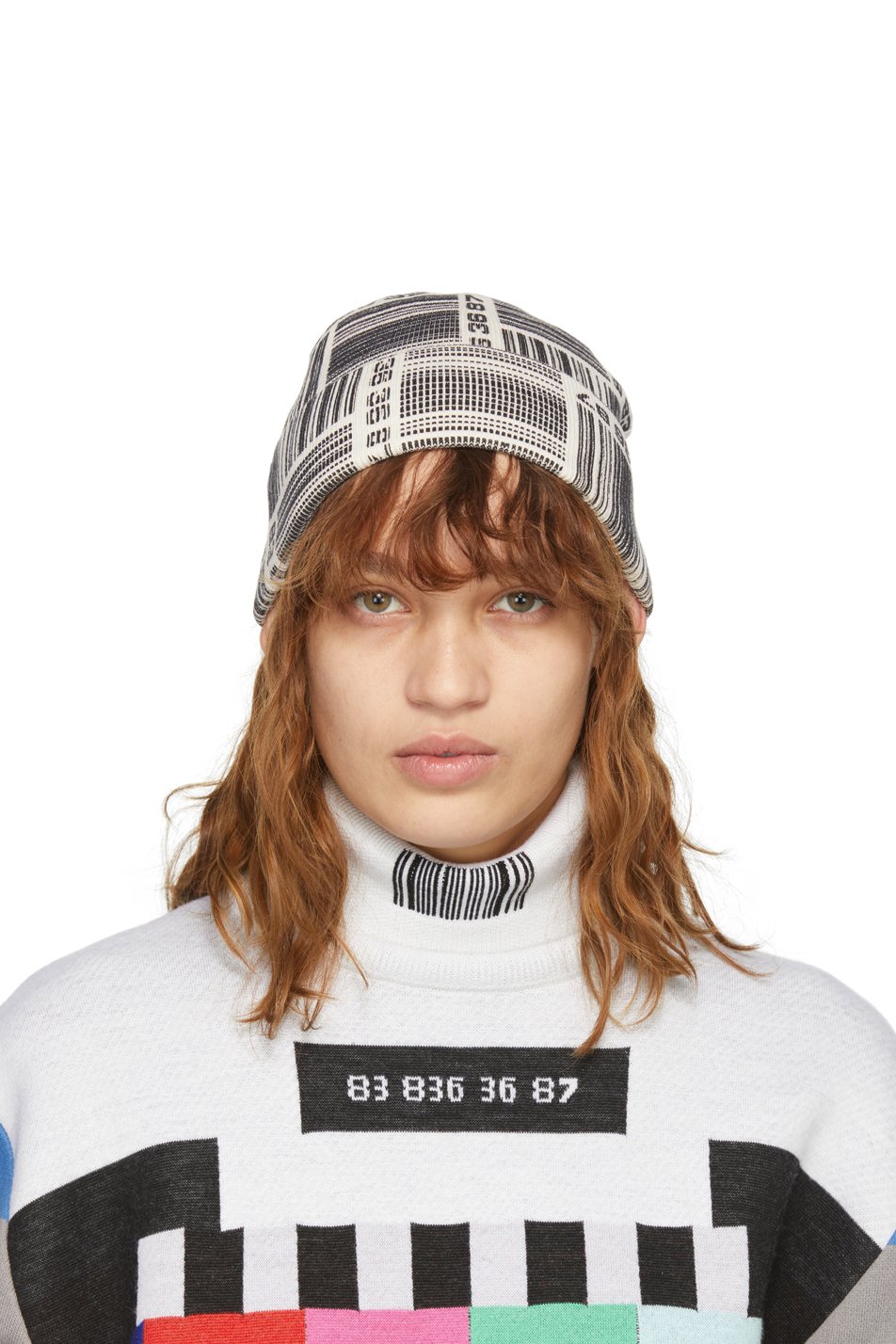 VTMNTS - Bonnet blanc en laine à monogrammes