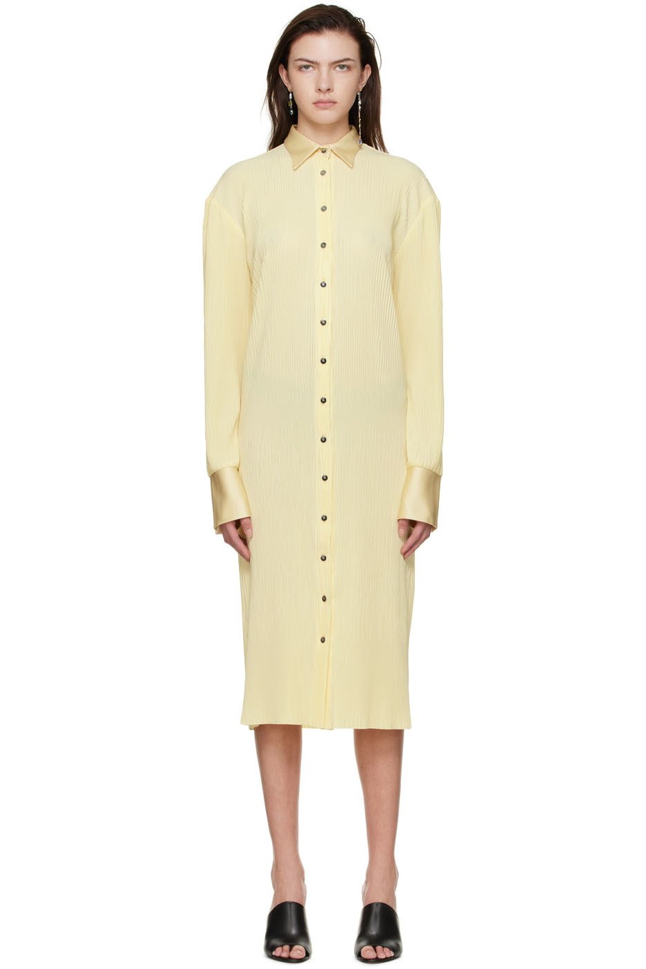 Atlein - Robe midi jaune en polyester