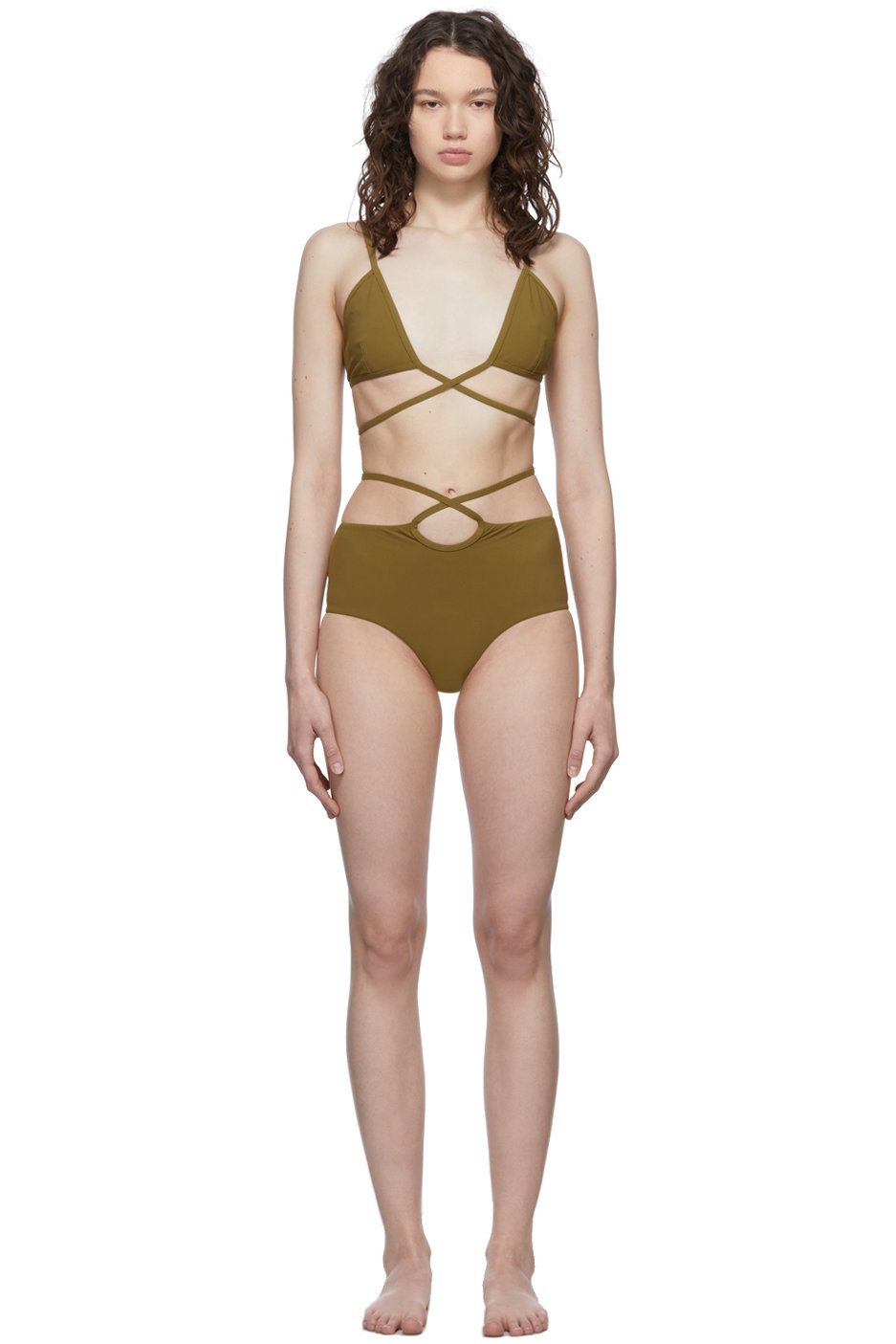 Christopher Esber - Bikini kaki à sangles entrecroisées