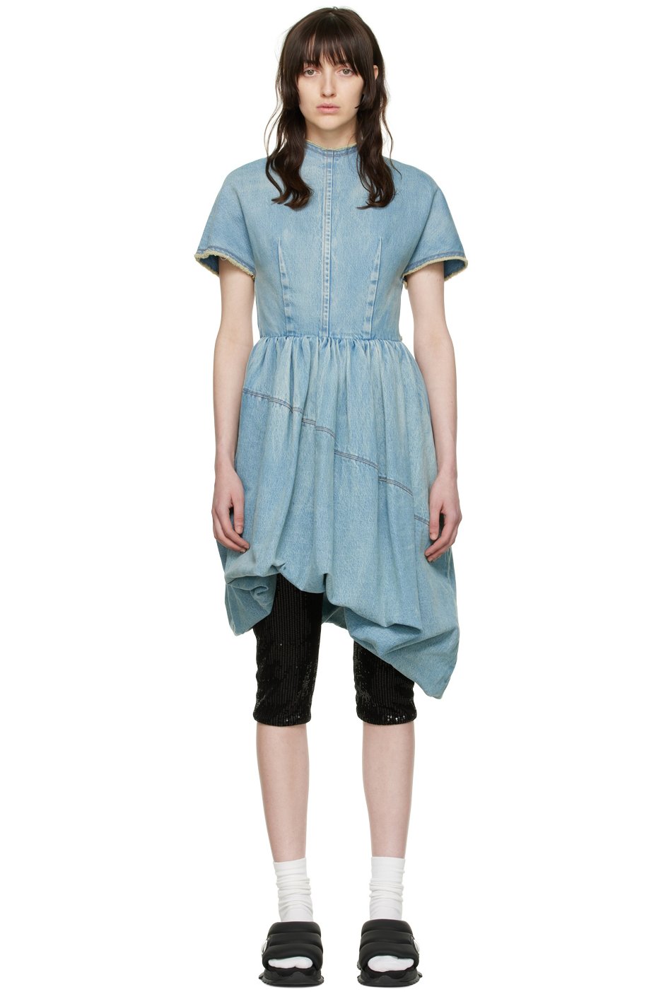 We11done - Robe courte bleue en denim
