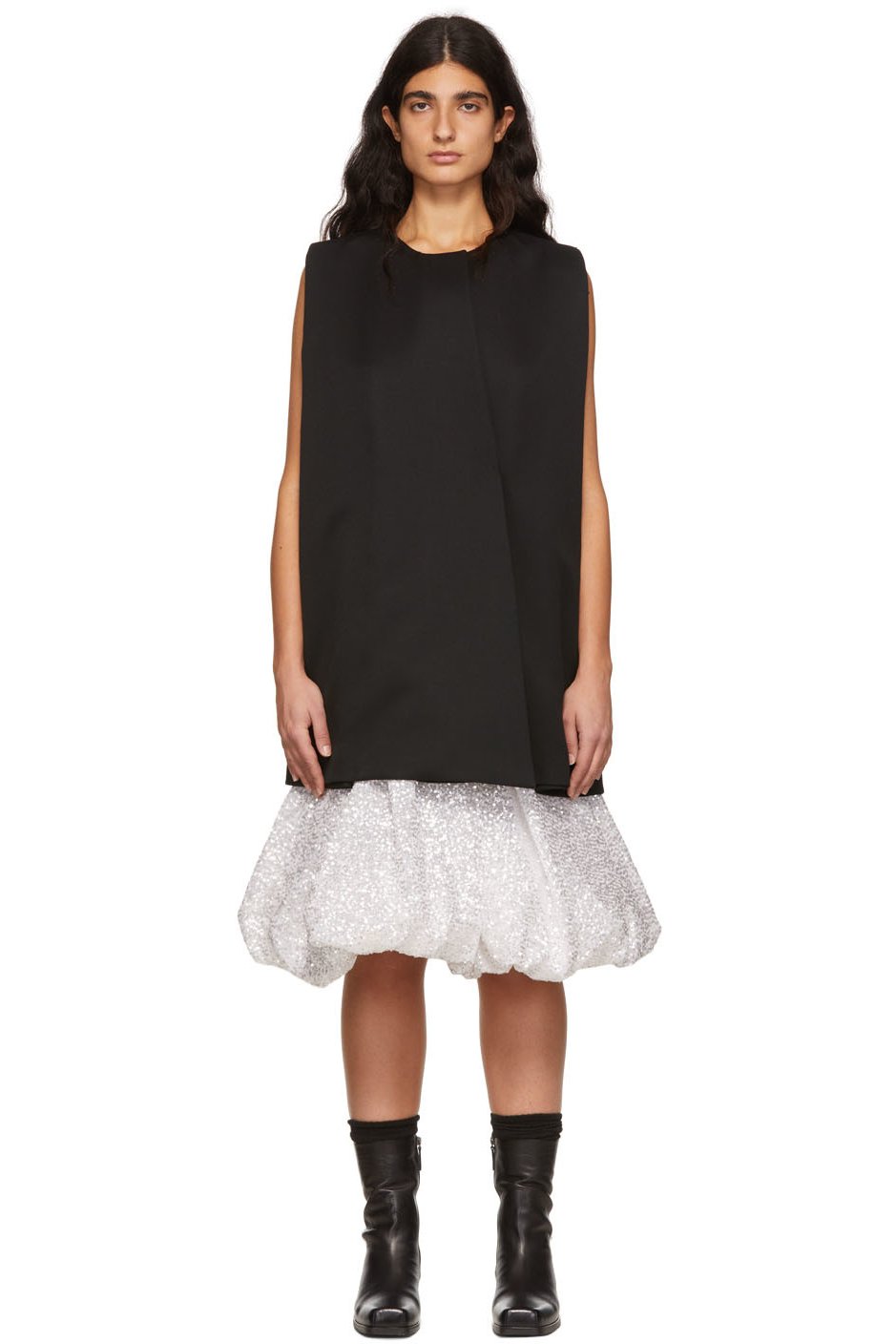 We11done - Robe courte noire en laine