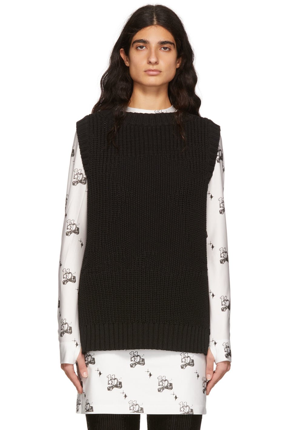 We11done - Gilet noir en coton