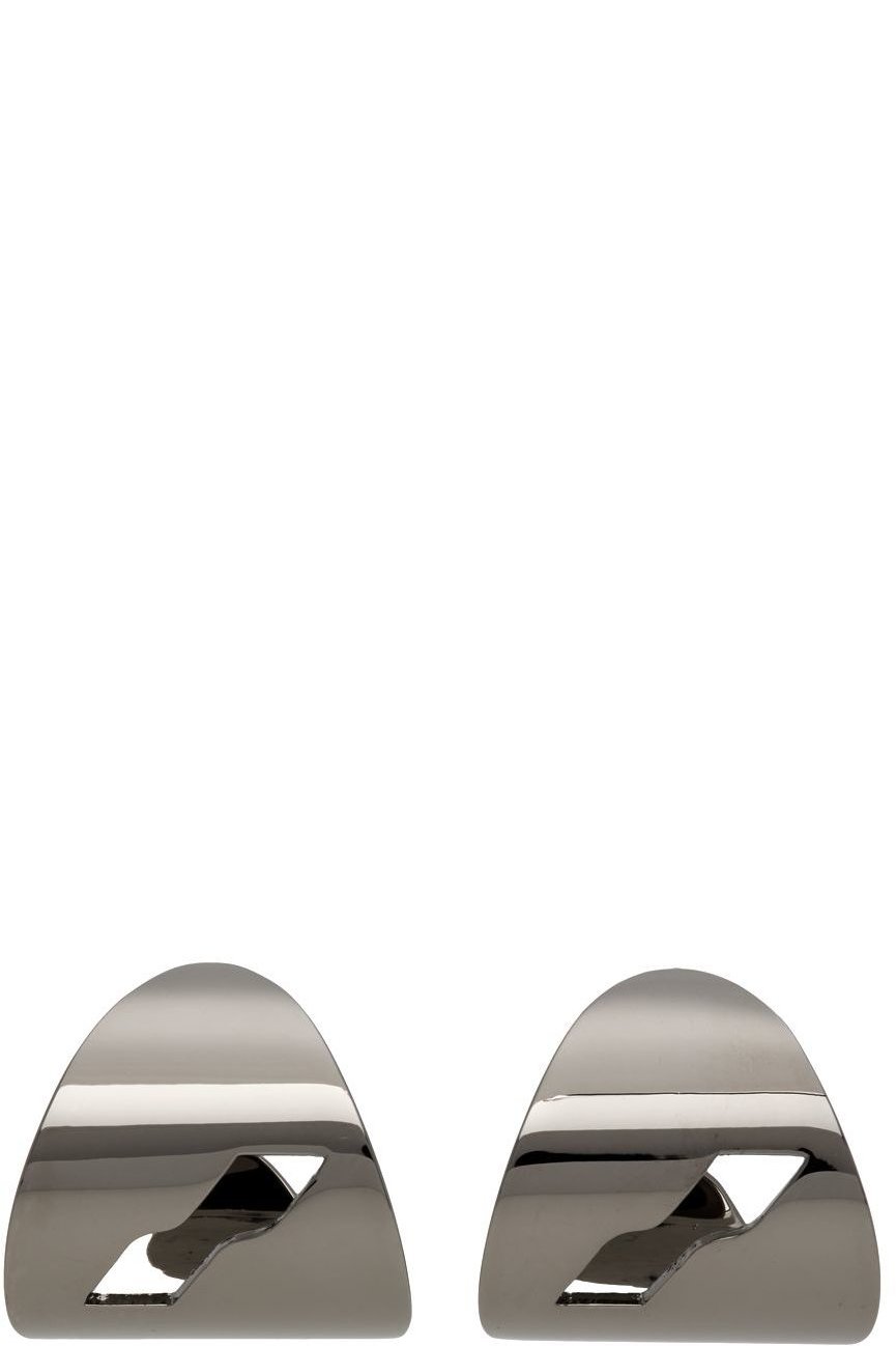 We11done - Gunmetal Logo Motif Earrings