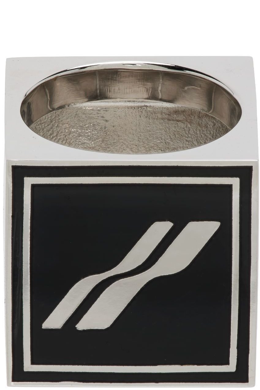 We11done - Silver & Black Square Logo Dice Ring