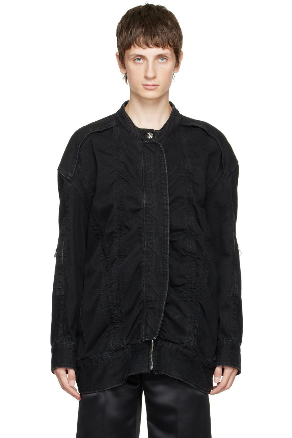 We11done - Black Bomber Denim Jacket