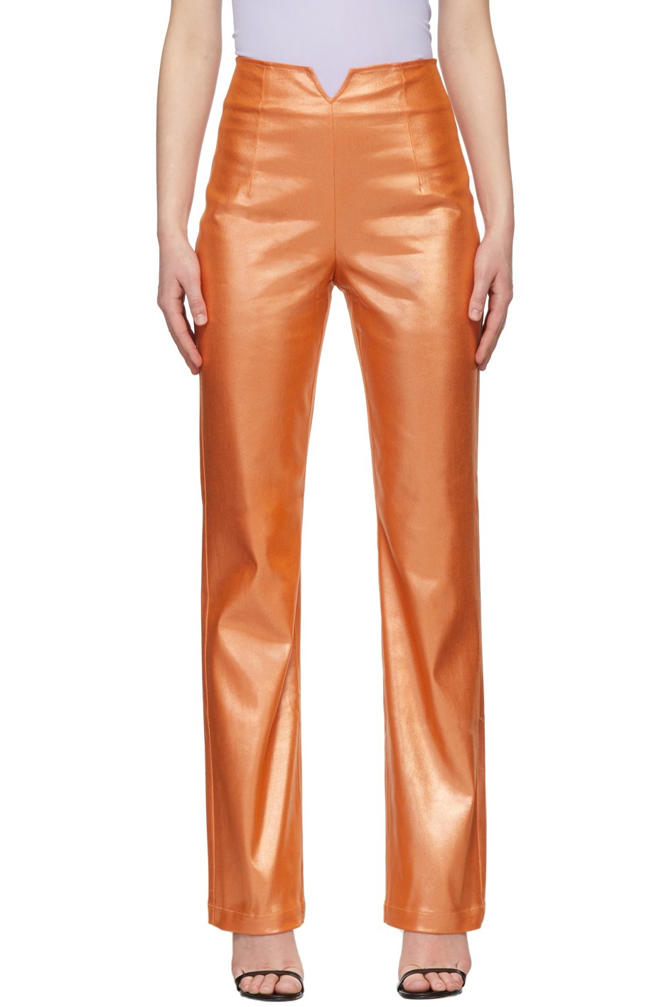 Maisie Wilen - Jean Contra orange à effet scintillant