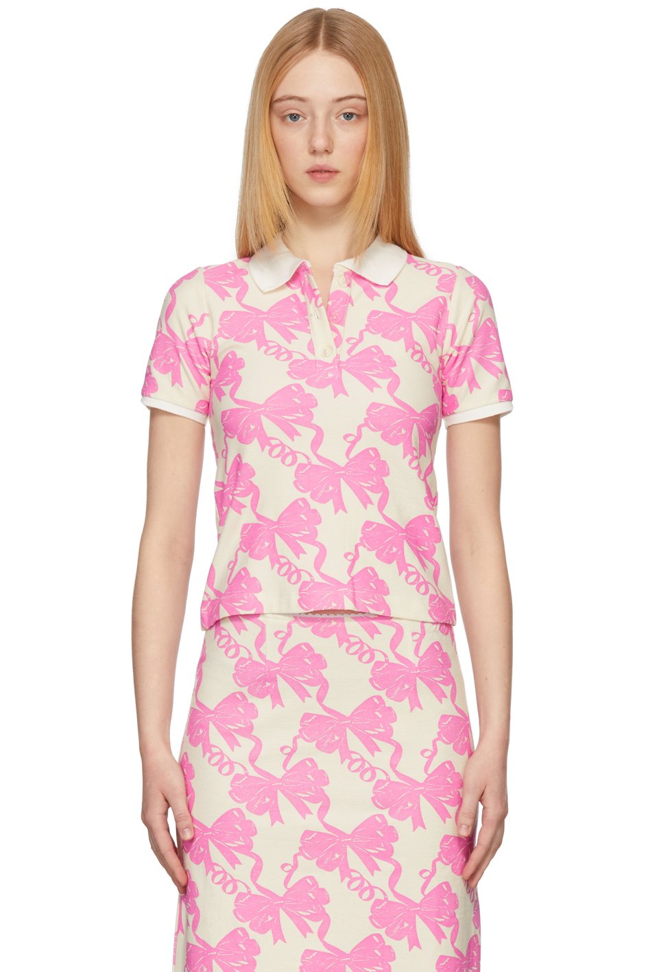 Maisie Wilen - Polo Au fait rose et beige