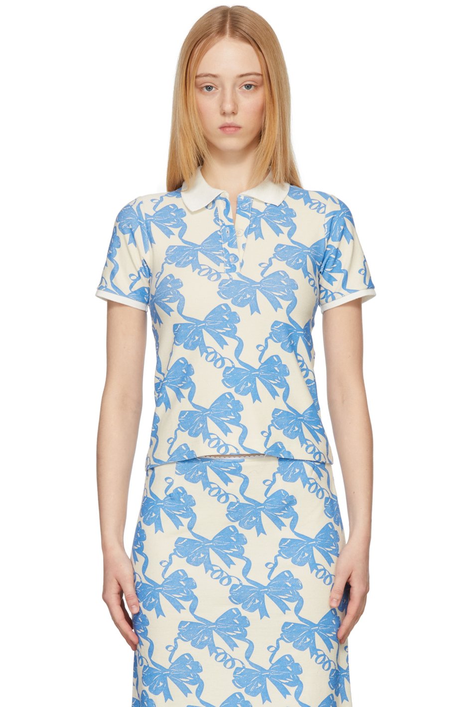 Maisie Wilen - Polo Au fait bleu et beige