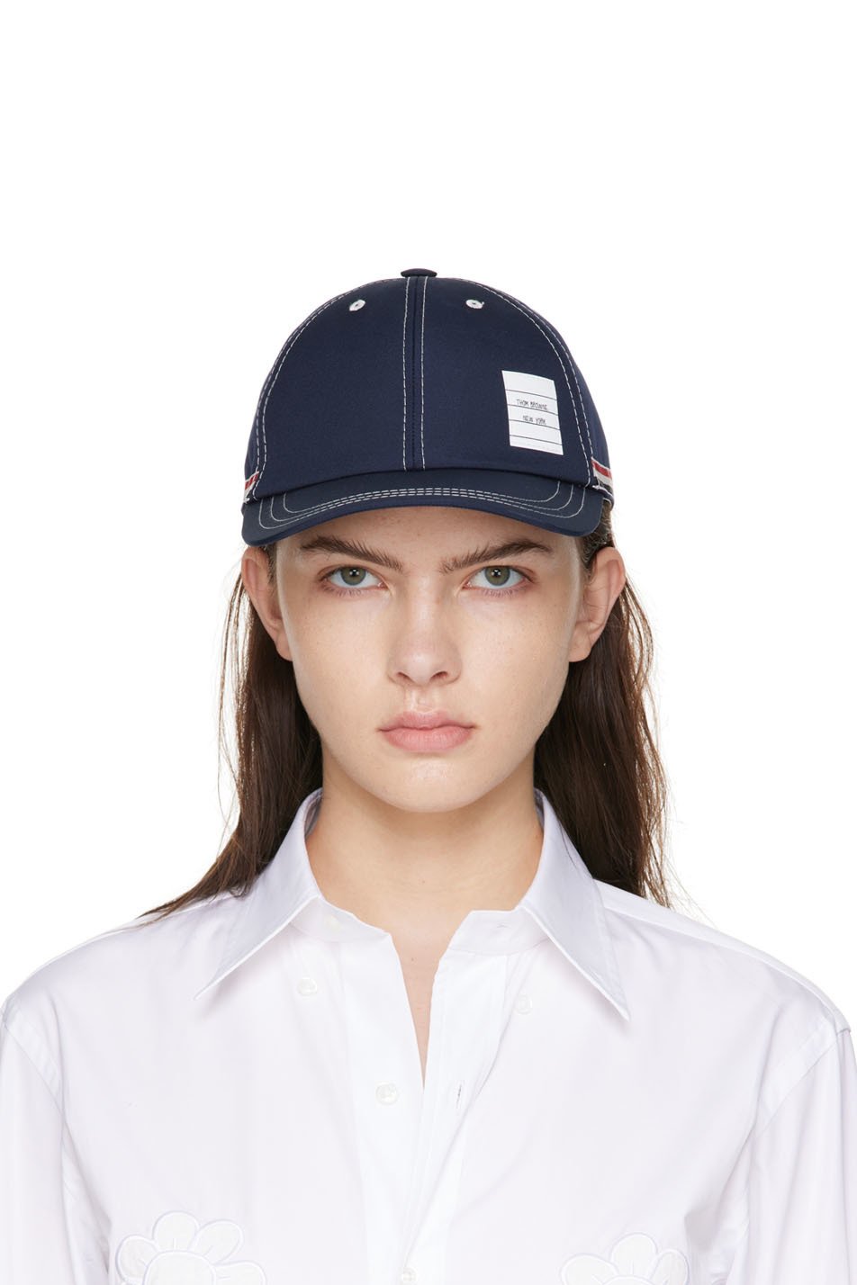 Thom Browne - Navy Contrast Stitch Baseball Cap