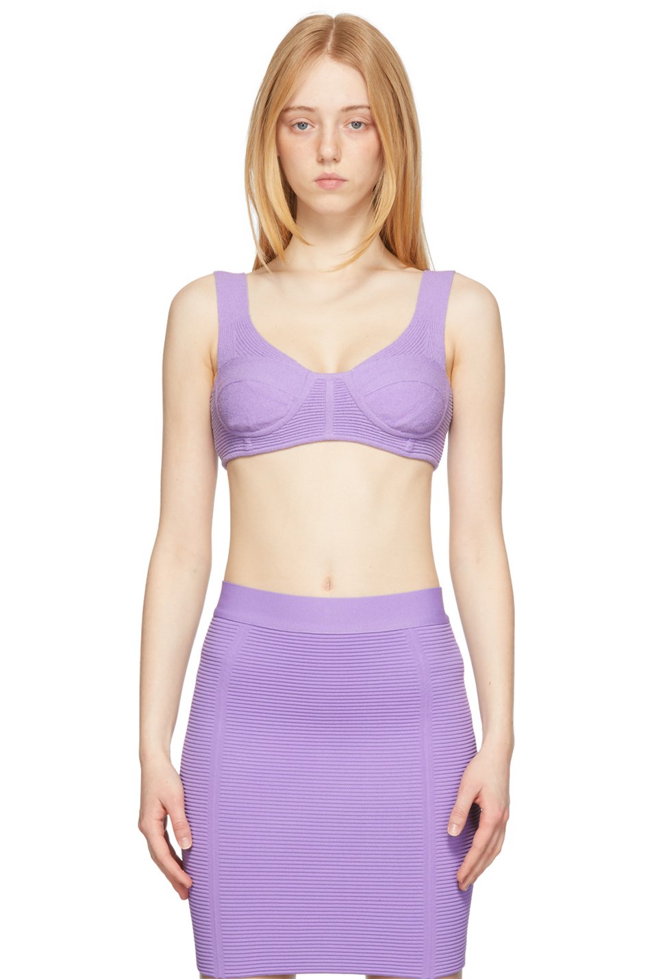 Herve Leger - Débardeur mauve en coton bio