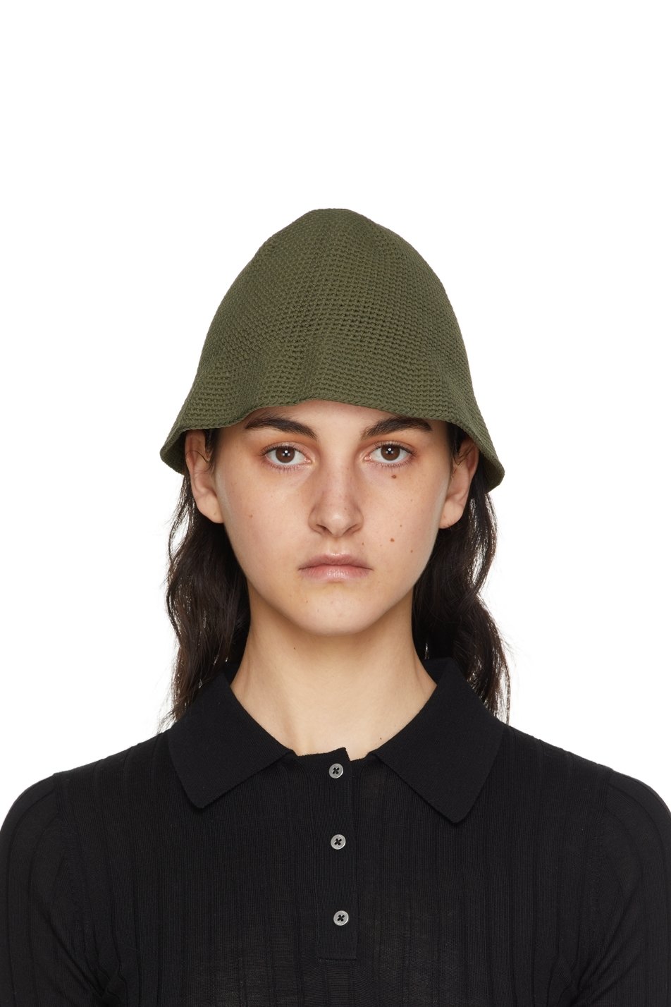 Dion Lee - Chapeau de plage crocheté kaki