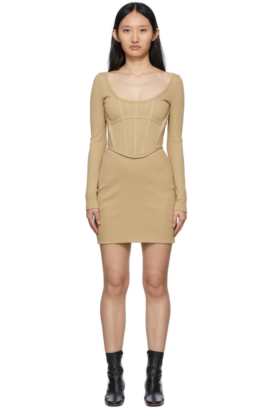 Dion Lee - Robe courte corset brun clair exclusive à SSENSE