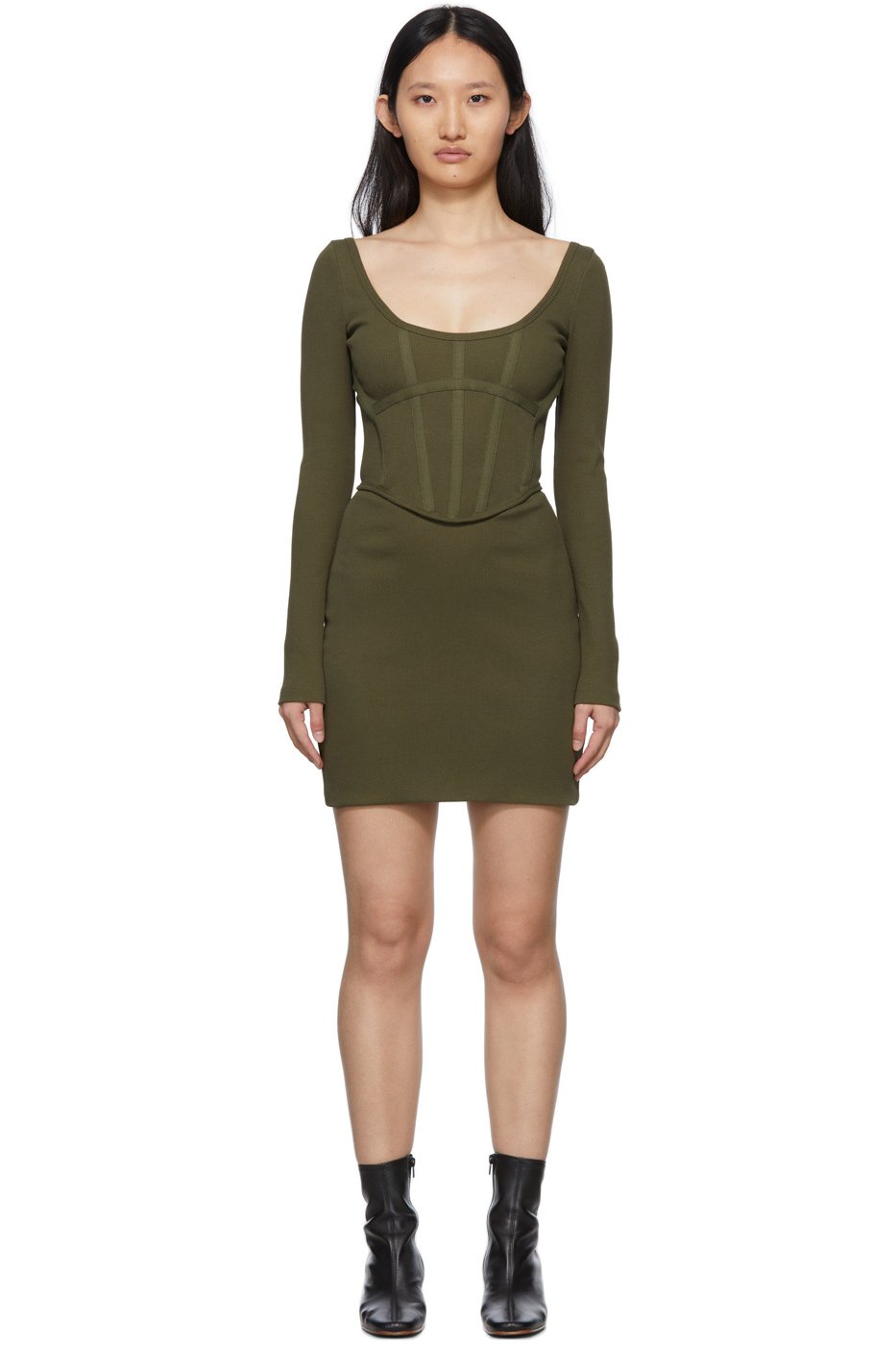 Dion Lee - Robe courte corset kaki exclusive à SSENSE