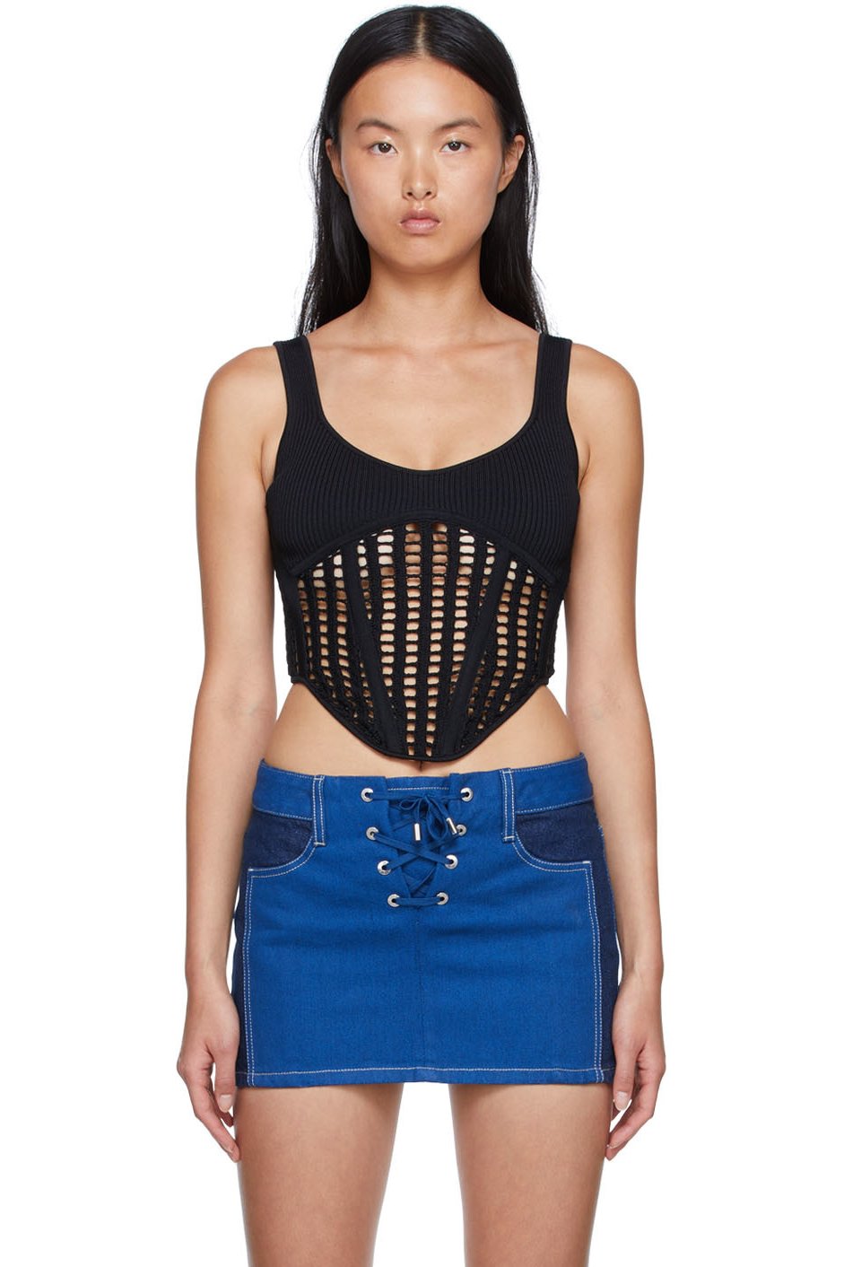 Dion Lee - Débardeur noir en viscose recyclée