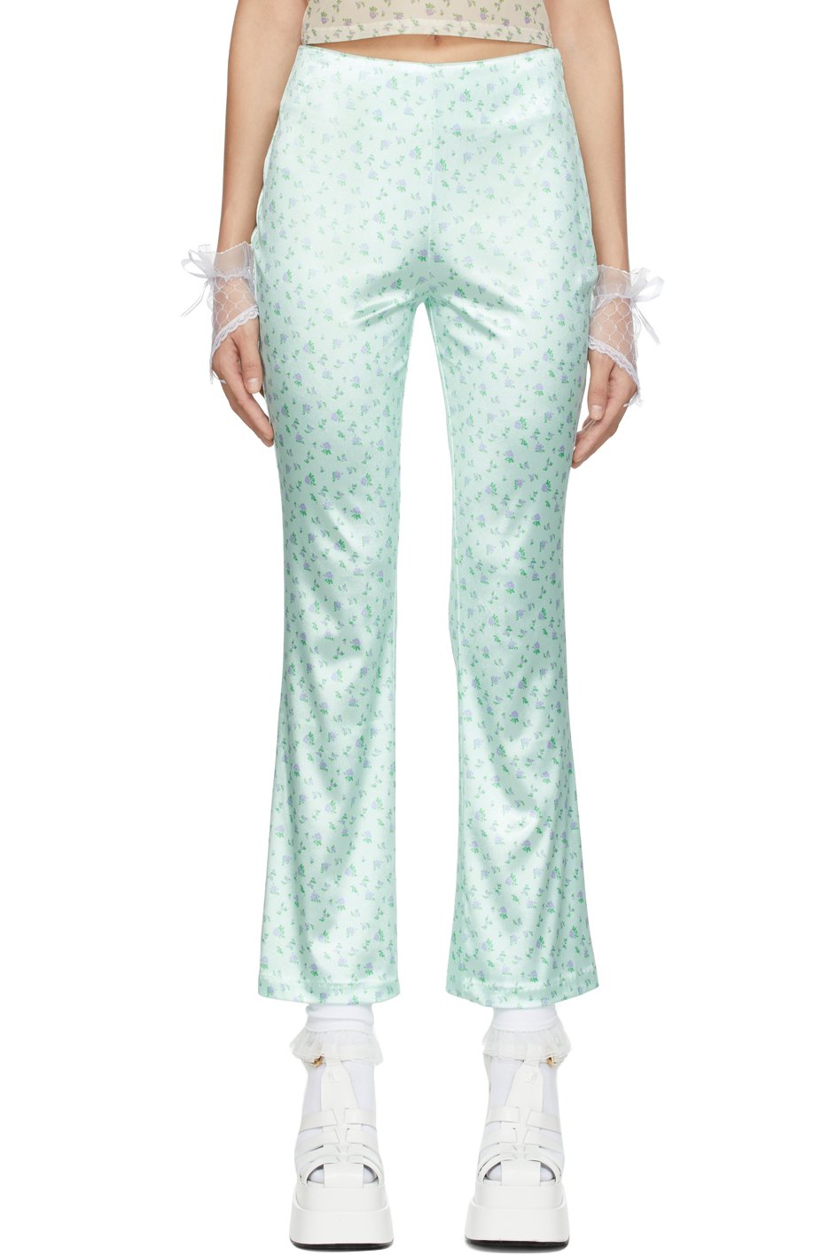 I’m Sorry by Petra Collins - Pantalon à pattes d'éléphant Petra vert exclusif à SSENSE