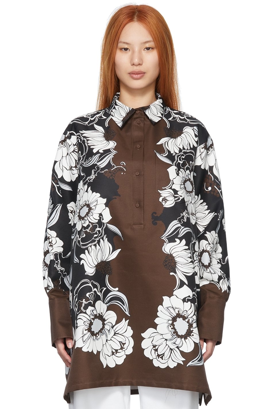 Valentino - Chemise brune en coton