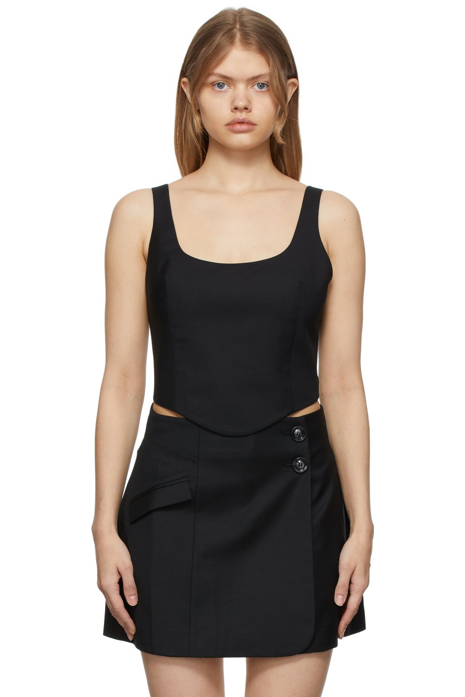 Anna Quan - Débardeur Maya noir en laine exclusif à SSENSE